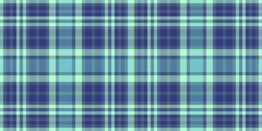 Karışık desenli ekose kumaş, pürüzsüz kumaş vektörü. Sonsuz tartan arkaplan kontrolü Cyan ve mavi renk paletinde tekstil.