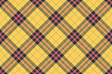 Zengin vektör tekstili, süit kumaş desenli tartan. Kehribar ve koyu renk paletinde klasik ekose desenli arka plan.