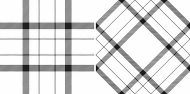 Siyah ve beyaz ekose desenli, hem yatay hem de çapraz çizgilere sahip. Tekstil tasarımı, web sitesi geçmişi veya moda projeleri için mükemmel.