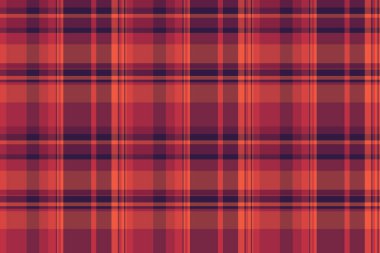 Podyum desenli ekose kumaş, katman dokusu kontrol kumaşı. Kırmızı ve pembe renk paletinde atölyesiz tartan vektör arkaplanı.