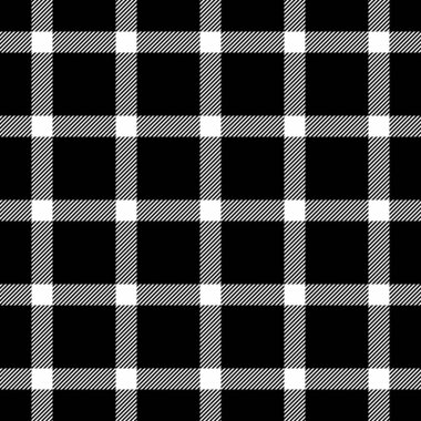 Sanat tartan kontrolü tekstil, gençlik kumaşı vektör geçmişi. Fibröz desen desenli, siyah ve beyaz renk paletinde ekosesiz..