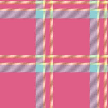 Pastel mavi, sarı ve turuncu çizgili canlı pembe ekose desenli. Tekstil tasarımları, moda, web siteleri ve markalaşma için ideal.