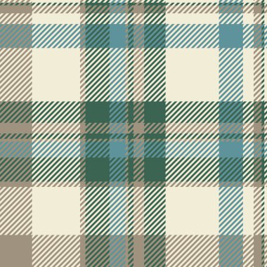 Eşsiz desenli kumaş vektörü, 60 'lar ekose dokusunu kontrol ediyor. Sonsuz tartan arkaplan tekstil ışık ve pastel renk paletinde pürüzsüz.