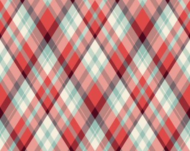 Argyle geometrik eşkenar dörtgenin kusursuz deseni. Harlequin duvar kağıdı tasarımını kontrol et. Web geçmişi için klasik elmas şekilli tekstil malzemesi, baskı kumaşı, kazak, ambalaj kağıdı, hediye kartı, davetiye.