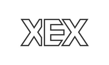 XEX logo tasarım şablonu güçlü ve modern kalın metinlerle. Basit ve minimal tipografi içeren ilk tabanlı vektör logosu. Moda şirket kimliği.