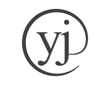 YJ logo from two letter with circle shape email sign style. Y and J round logotype of business company clipart