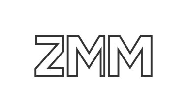 ZMM logo tasarım şablonu güçlü ve modern kalın metinlerle. Basit ve minimal tipografi içeren ilk tabanlı vektör logosu. Moda şirket kimliği.