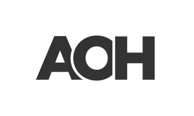 Güçlü ve modern kalın metinli AOH logo tasarım şablonu. Basit ve minimal tipografi içeren ilk tabanlı vektör logosu. Moda şirket kimliği.