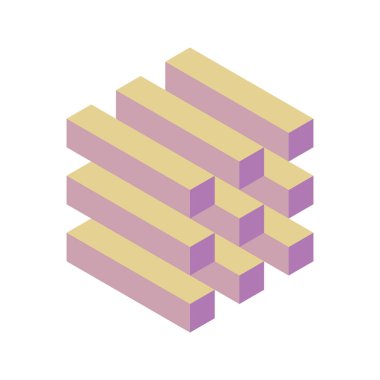 Küp logosu, geometrik vektör tasarımı. Kutu logoti şirketi, izometrik 3 boyutlu teknoloji amblemi.