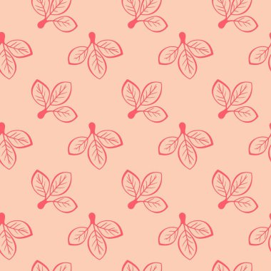Şeftali arkaplanda zarif mercan yaprağı deseni. Tekstil baskıları, duvar kağıdı, ambalaj ve web sitesi tasarımları için mükemmel.