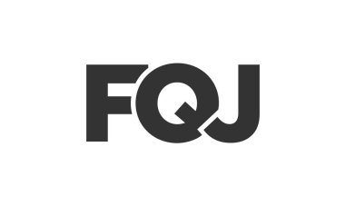 Güçlü ve modern kalın metinli FQJ logo tasarım şablonu. Basit ve minimal tipografi içeren ilk tabanlı vektör logosu. Moda şirket kimliği.