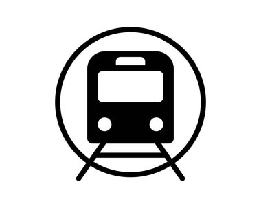 Çemberdeki siyah bir trenin cesur simgesi. Ulaşım, seyahat ya da toplu taşıma tasarımları için mükemmel. Web siteleri, uygulamalar ve bilgi grafikleri için uygun basit, modern biçim.