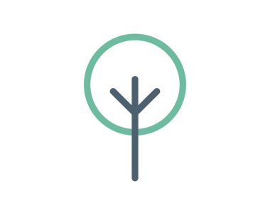 Simple, minimalist tree icon. Perfect for app design, website illustrations, ecofriendly projects, or naturethemed presentations.  Clean lines and muted color palette offer versatility. clipart