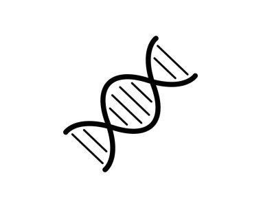 DNA çift sarmalının temiz ve kalın çizgili sanat tasviri. Bilim, tıp, genetik mühendisliği veya biyoteknoloji projeleri için mükemmel..