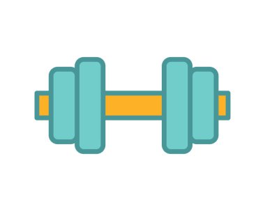 Canlı deniz mavisi ve altın renkli dambıl simgesi, fitness uygulamaları, web siteleri ve jimnastik tasarımları için mükemmel. Temiz, modern tarzda. Güç eğitiminin basit ama etkili görsel temsili.