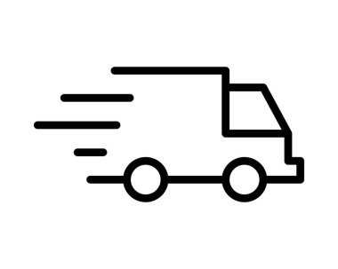 Hızlı teslimat kamyonu ikonu. Cesur siyah çizgi sanat tarzı, web siteleri, uygulamalar ve sunumlar için mükemmel, hızlı ve modern bir dağıtım sembolü gerekiyor. Hız, verimlilik ve ulaşımı temsil eder.