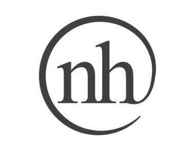 Çember şeklinde e-posta işareti tarzında iki harften NH logosu. Şirketin N ve H yuvarlak logosu