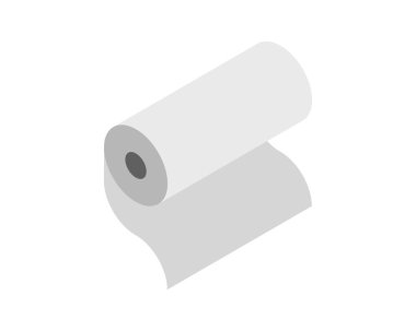 Açılan bir kağıt rulosunun basit izometrik çizimi. Baskı, ambalaj ve imalatla ilgili kavramlar için mükemmel..