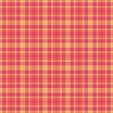 Pürüzsüz kumaş desenli, kumaş vektör ekose tartan. Kanadalı kontrol arka plan dokusu kırmızı ve sarı renk paleti ile tekstil.