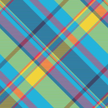 Neşeli bir renk paletinde canlı çapraz ekoseli desen. Tekstil tasarımları, web sitesi geçmişi ya da moda çizimleri için mükemmel. Bu pürüzsüz doku modern ve şık bir estetik sunuyor..