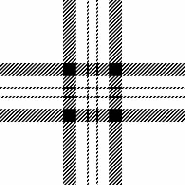 Eğilim arkaplanı pürüzsüz, mutfak dokusu ekose tartan. İpek vektör tekstil denetimi kumaş beyaz ve siyah renk paleti.