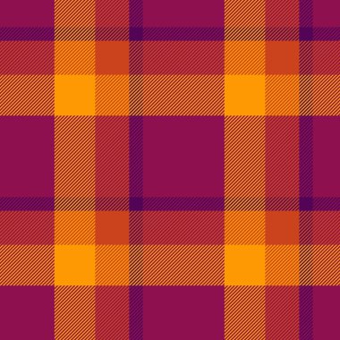 Zengin mor, turuncu ve koyu kırmızı renklerde canlı sonbahar ekose desenli. Tekstil tasarımları, sahte temalı projeler ya da tasarımlarınıza sıcak, dokulu bir estetik eklemek için mükemmel..