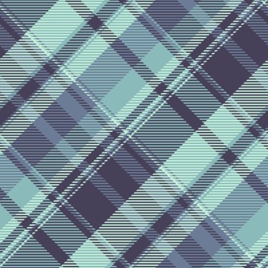 Zarif çapraz ekose desenli serin, rahatlatıcı deniz mavisi ve mor renkler..