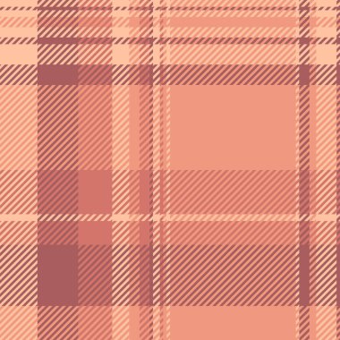 Piknik kontrolleri kusursuz vektör, minimalist doku kumaş deseni. Mobilya tartan arka plan kırmızı ve turuncu renk paleti ile tekstil.