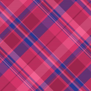 Ekose desensiz, daire vektör desenli güzel bir çek. Pembe ve mavi renk paletinde düz arkaplan kumaşı.