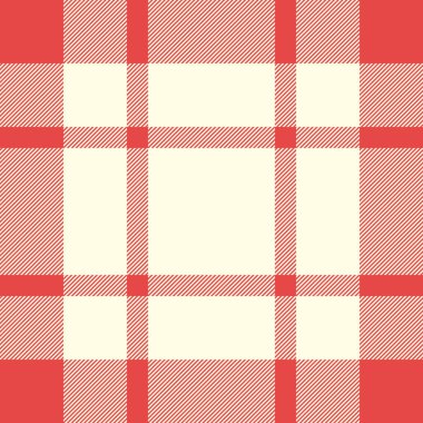 Klasik kırmızı ve kremalı ekose desenli. Tekstil tasarımı, giyim, web sitesi geçmişi veya ambalaj için kusursuz doku ideal. Temiz, basit bir tarz ve sonsuz bir cazibe..
