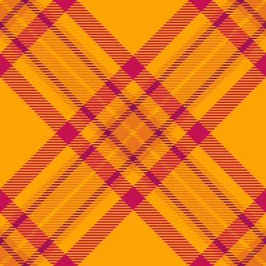 Geometrik ekose kontrol şablonu, vektör dokusu arkaplanı. İlham vermeyen turuncu ve pembe renk paleti kumaşı..