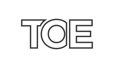Güçlü ve modern kalın metinli TOE logo tasarım şablonu. Basit ve minimal tipografi içeren ilk tabanlı vektör logosu. Moda şirket kimliği.