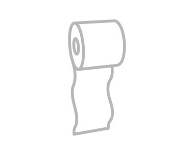 Tuvalet kağıdı rulosu veya tüp ikonu tasarımı, wc için şablon. Banyo temizliği ikonları, mutfak havlusu. Boş yumuşak kaydırma ürünleri.