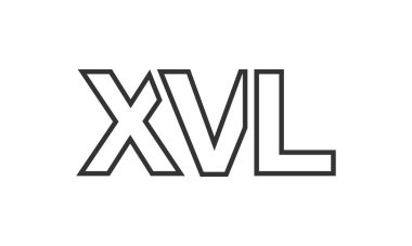 Güçlü ve modern kalın metinli XVL logo tasarım şablonu. Basit ve minimal tipografi içeren ilk tabanlı vektör logosu. Moda şirket kimliği.