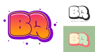 Festival ya da parti için barbekü logosu tasarımı. Graffiti tarzında ilk harf b ve q. Yazı tipi tipografisinin yaratıcı modern harfleri. Çocukların trend logoti ya da kimliği.