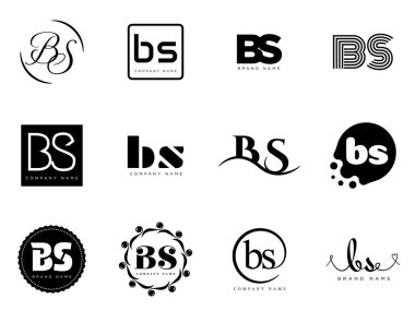 BS logo şirketi şablonu. B harfi ve logoti. Tasarım elemanları ile farklı klasik serif harfleri ve modern kalın metin ayarla. İlk yazı tipi tipografisi.