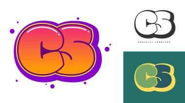 Festival ya da parti için CS logo tasarımı. C harfi ve graffiti stili. Yazı tipi tipografisinin yaratıcı modern harfleri. Çocukların trend logoti ya da kimliği.