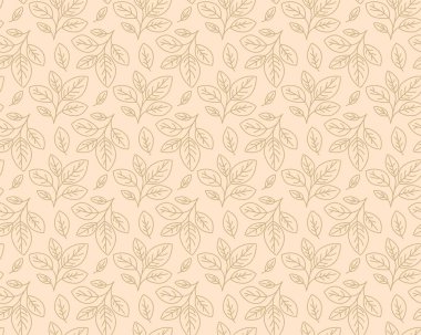Zarif bej yaprak deseni. İnce çizgili sanat tasarımı web sitesi geçmişi, kırtasiye malzemeleri veya tekstil baskıları için idealdir. Sakin, sofistike bir estetik yaratıyor..