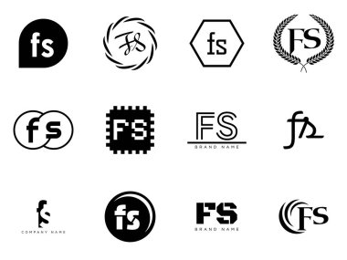 FS logo şirketi şablonu. F ve S harfi logoti. Tasarım elemanları ile farklı klasik serif harfleri ve modern kalın metin ayarla. İlk yazı tipi tipografisi.