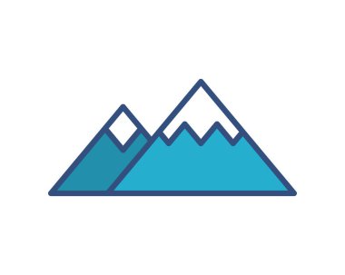 Karlı dağların biçimlendirilmiş vektör çizimi. Seyahat broşürleri, açık hava giyim siteleri ya da minimalist, doğal bir tasarıma ihtiyaç duyan her proje için mükemmel..