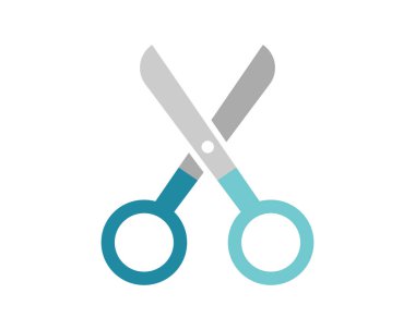 Şık bir deniz mavisi ve gri makas simgesi, web siteleri, uygulamalar veya modern tasarım gerektiren sunumlar için mükemmel. Tema kesme, düzenleme veya el sanatlarını temsil eden çok yönlü resim.