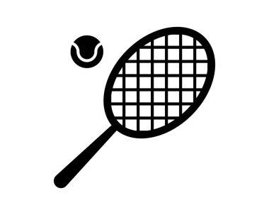 Tenis raketi ve topun keskin, minimalist vektör grafiği. İnternet siteleri, uygulamalar ya da modern spor ikonu gerektiren baskı tasarımları için mükemmel..