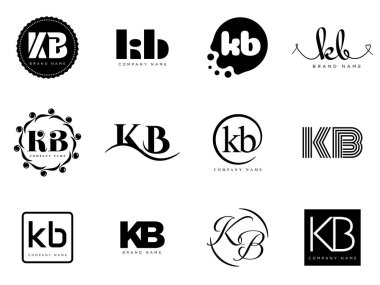 KB logo şirketi şablonu. K ve B harfleri logoti. Tasarım elemanları ile farklı klasik serif harfleri ve modern kalın metin ayarla. İlk yazı tipi tipografisi.