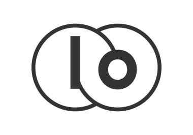 LO şirket amblemi, ana hatlar ve mektuplar. Marka kimliği için birleşmiş iki dairenin logo şablonu, logotip. Vektör Sonsuzluk sembolü