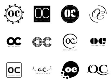 OC logo şirketi şablonu. O ve C harfi logoti. Tasarım elemanları ile farklı klasik serif harfleri ve modern kalın metin ayarla. İlk yazı tipi tipografisi.