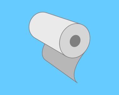 Kağıt ürünlerini, ambalajı ya da imalatı temsil eden basit ama modern bir grafik gerektiren web siteleri, broşürler ve sunumlar için mükemmel bir kağıt rulosu, minimalist illüstrasyon..