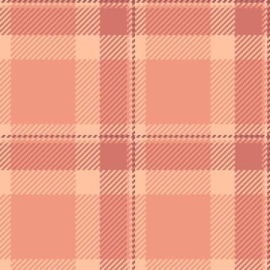 40 'ların desensiz tartan, şerit kontrol modeli vektörü. Zarif kumaş ekose arka plan kırmızı ve turuncu renklerde.