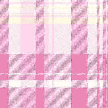 Koleksiyon desenli tartan, izleyici kontrollü kusursuz kumaş. Pembe ve fildişi renk paletinde bornoz desenli ekose arkaplan.