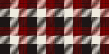 Klasik kırmızı, siyah ve beyaz ekose desenli. Tekstil tasarımı, giyim ve mevsimlik projeler için mükemmel. Kusursuz bir tekrar dokusu var. Kırsal ve şık bir havası var..