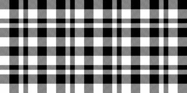 Eski moda, dikişsiz tekstil deseni, arka plan dokusu kumaşı. Atölye tartan vektör ekoseyi siyah ve beyaz renk paletinde kontrol et.